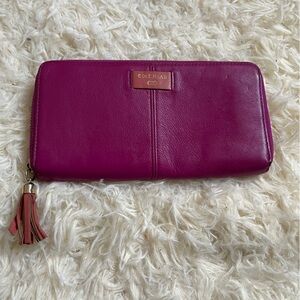 Cole Haan magenta accordion wallet
